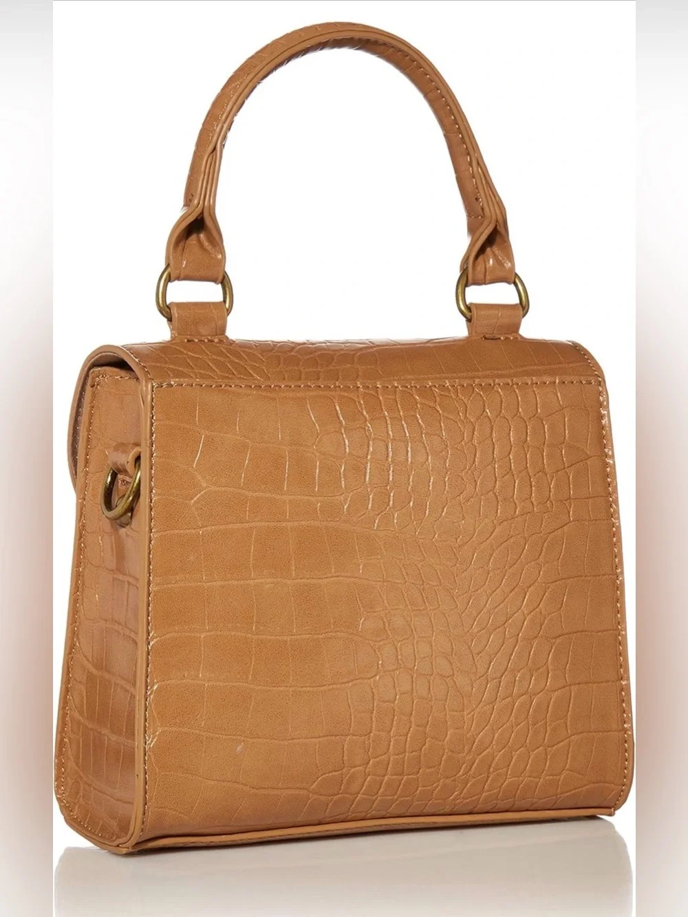 New Rare The Drop Women’s Diana Classic Croc-Embossed Top-Handle Bag in Tan